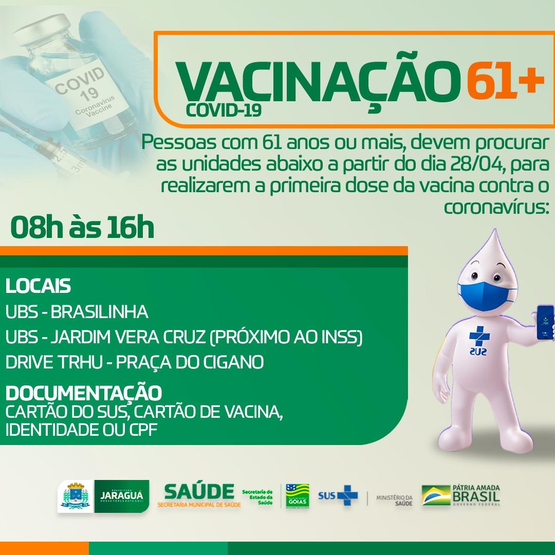 Campanha de vacinação contra a COVID19. Prefeitura Municipal de Jaraguá