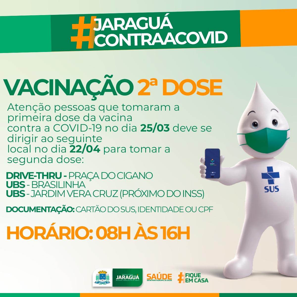 Campanha de vacinação contra a COVID19. Prefeitura Municipal de Jaraguá