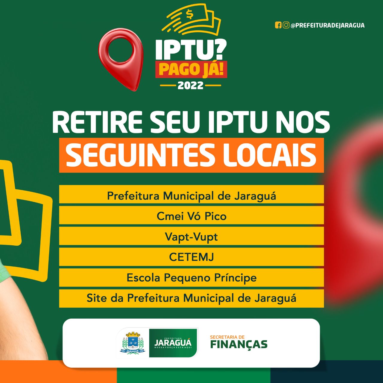 Chegou o momento de pagar o IPTU 2022! Prefeitura Municipal de Jaraguá