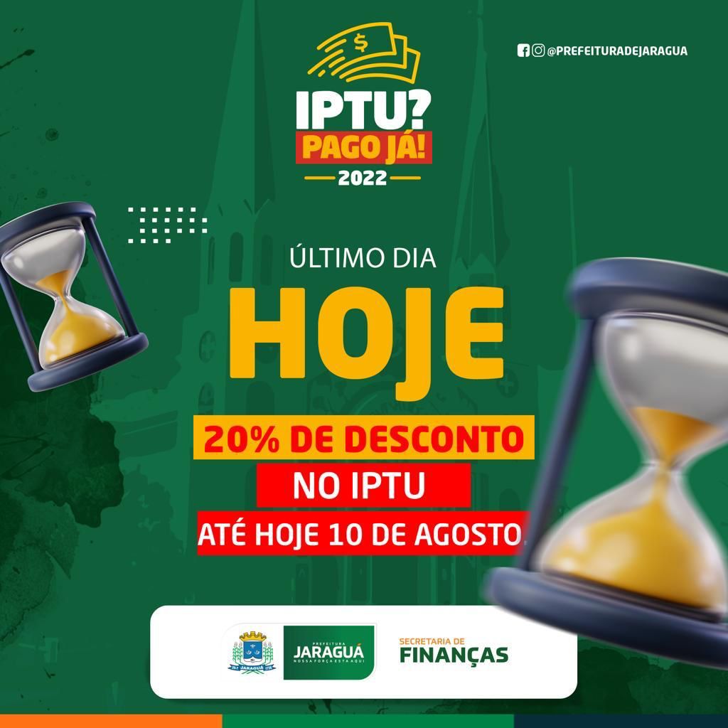 Hoje é o último dia para você pagar seu IPTU 2022! Prefeitura