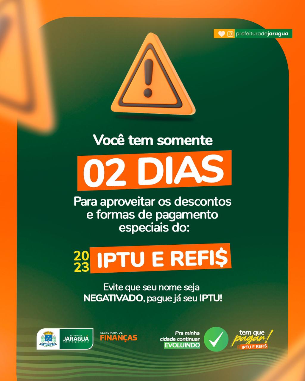 Já pagou o seu IPTU 2023? Prefeitura Municipal de Jaraguá